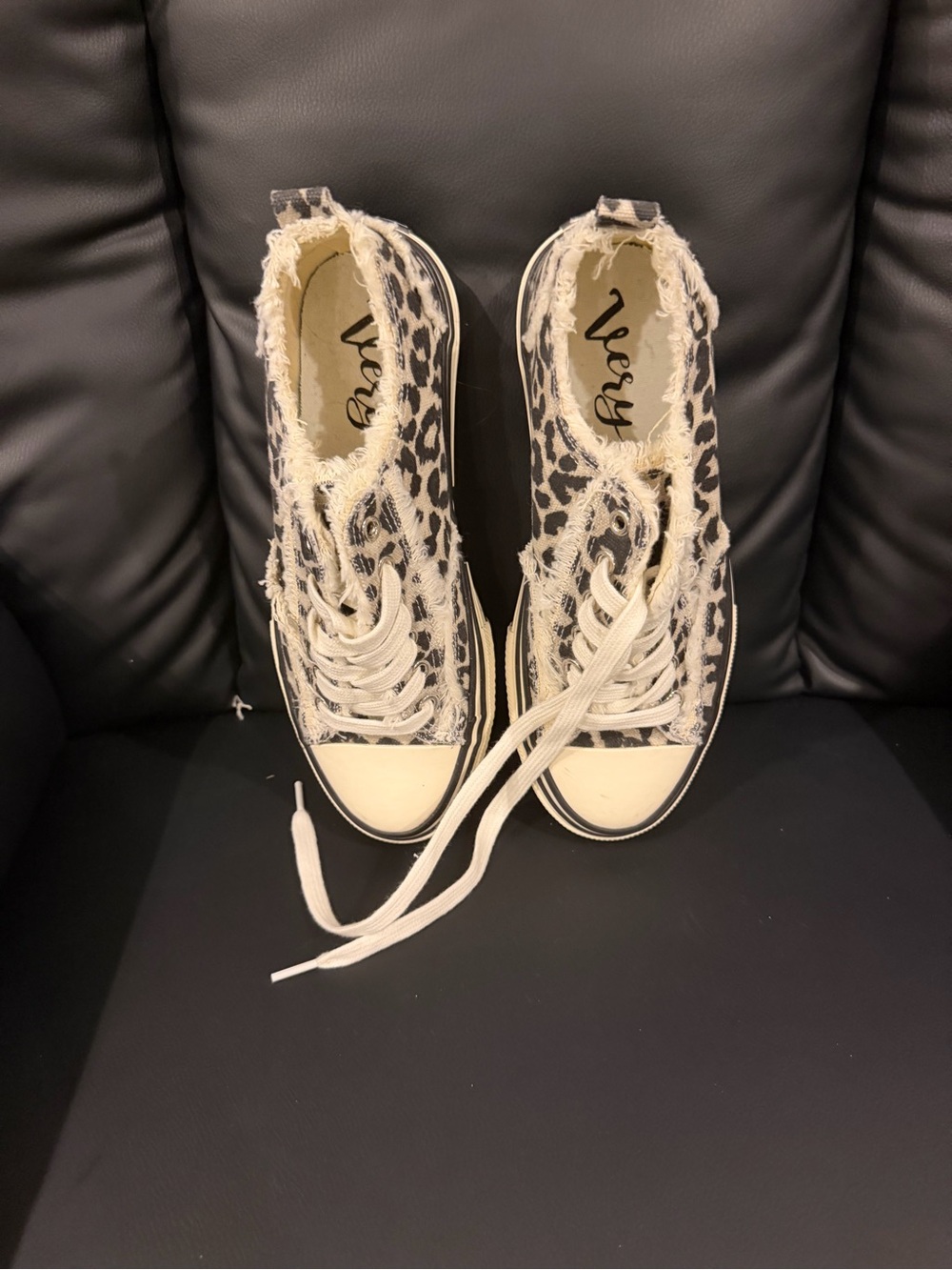 Very G Leopard-Print Canvas Sneakers in Black & Gray